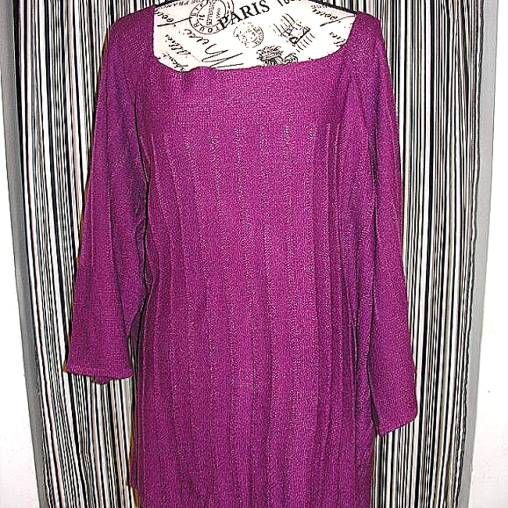 Avenue Women's Plus 26W/28W New Purple Plum Sweater Collection 3/4 Sleeve Tag